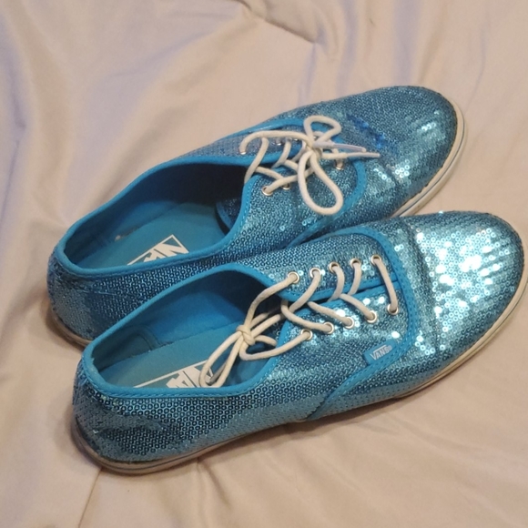 Sparkling Light blue Sequin Vans - Sz 10.5 - Picture 2 of 7